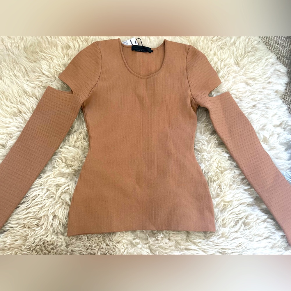 NWT Cutout Sleeve Fitted Alexander Wang Long Sleeved Top XS